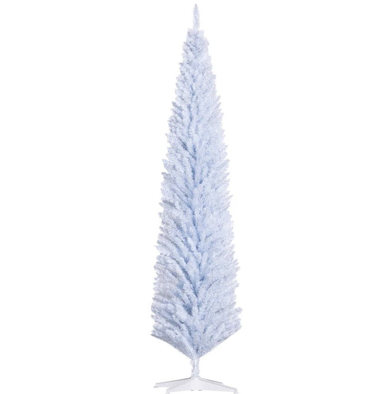 8ft Pencil Artificial Christmas Tree with Realistic Branches - White
