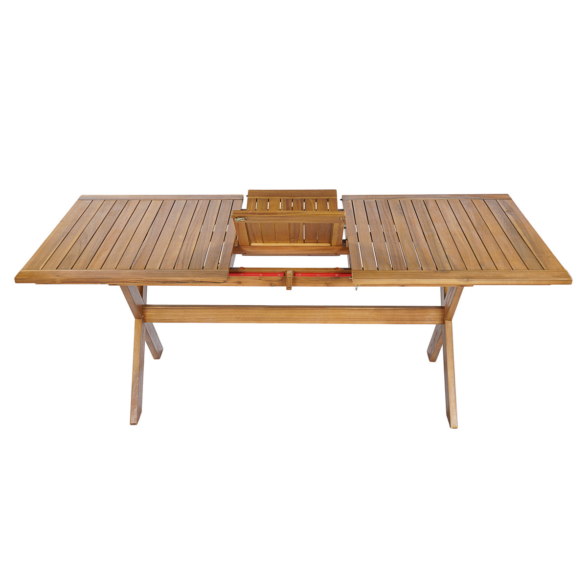 Acacia Wood Telescopic Outdoor Dining Table with Adjustable Length - Teak Finish