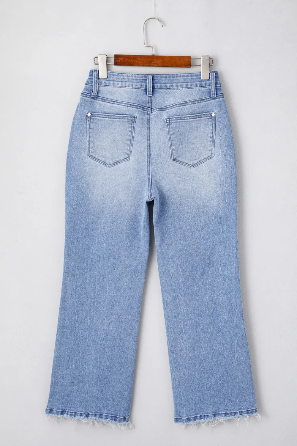 Mineral Wash Raw Hem High Waist Flared Jeans