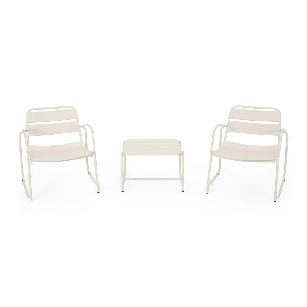 Conrad Chat Set Patio Furniture with Powder-Coated Iron Frames - Black