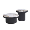 Set of 2 Coffee Tables with Sintered Stone Tabletops - Black