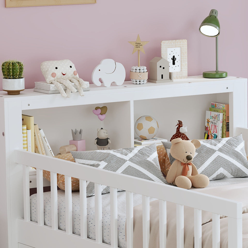 Twin Storage Bed with Headboard Rack & Under-Bed Drawers - Multiple Colors
