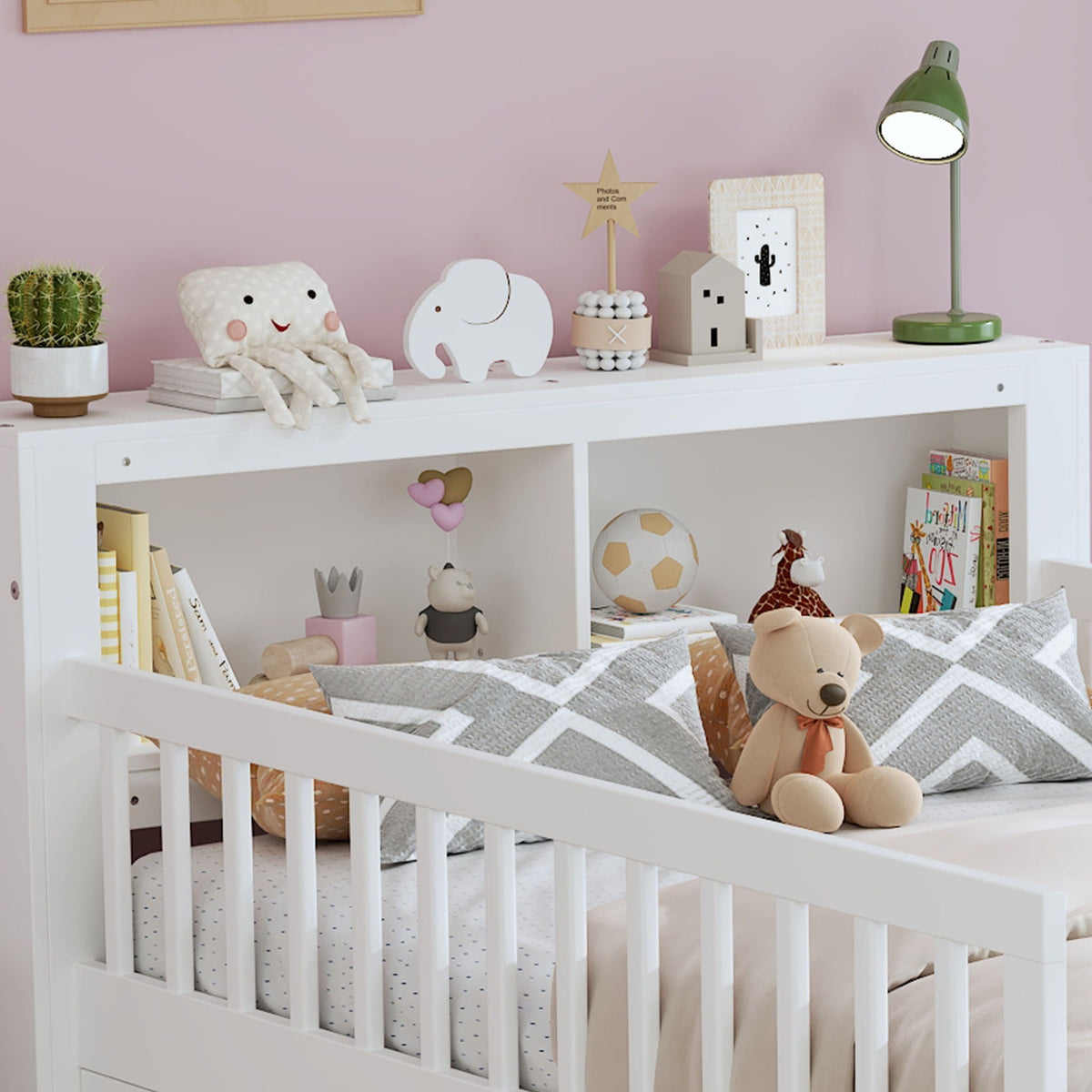 Twin Storage Bed with Headboard Rack & Under-Bed Drawers - Multiple Colors