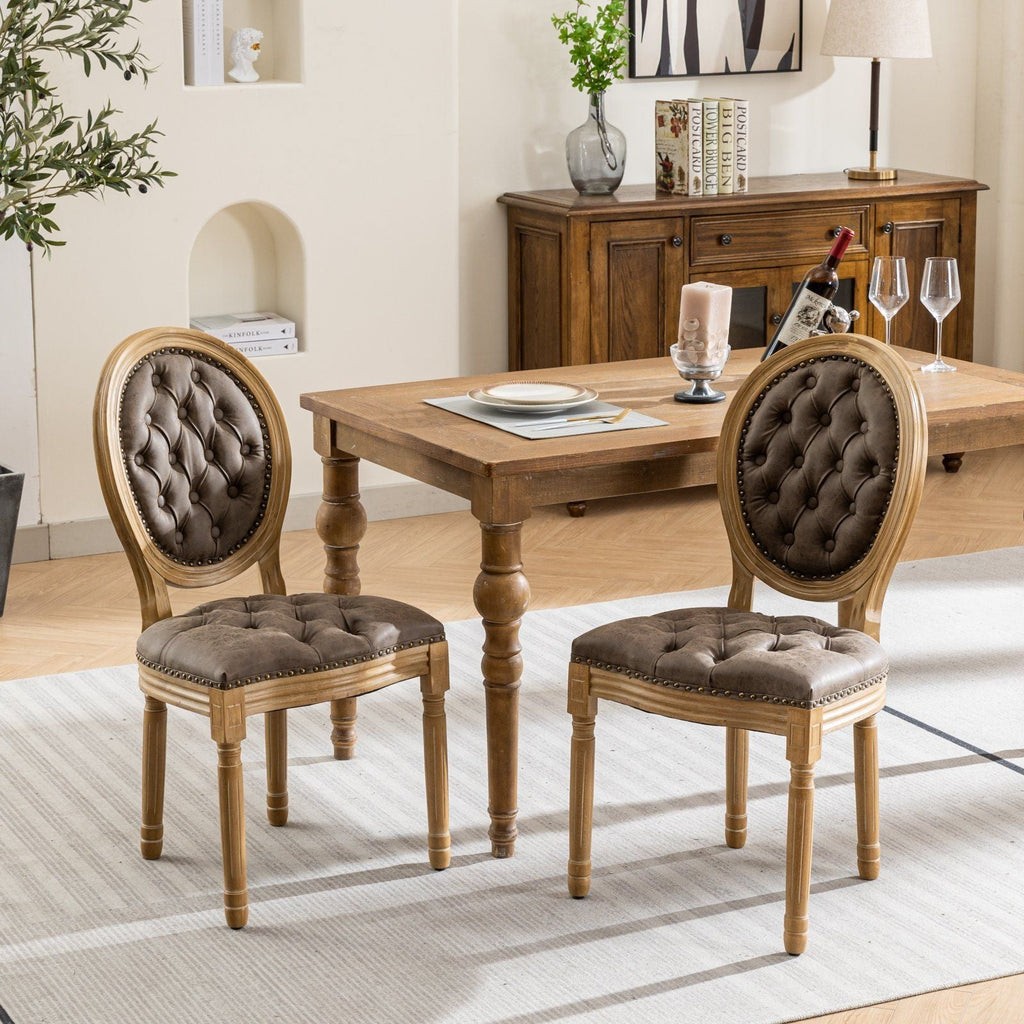 French Style Solid Wood Dining Chair with Nailhead Trim - Multiple Colors