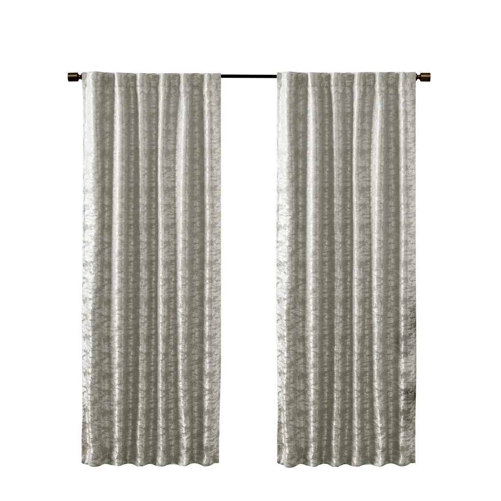Jacquard Lined Total Blackout Curtain Panel with Rod Pocket – Grey/Silver