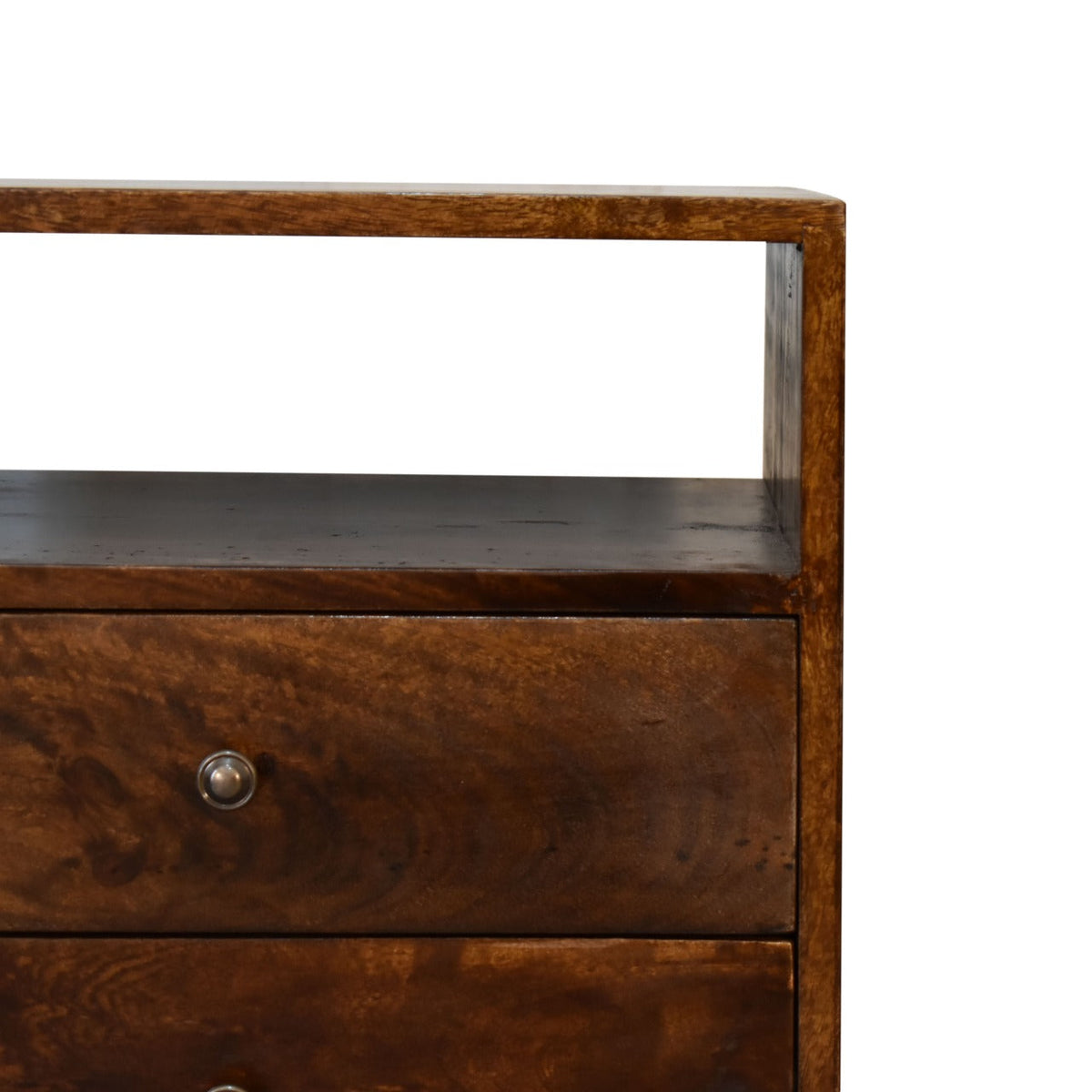 Classic Chestnut Nightstand with 2 Drawers and Nordic Legs