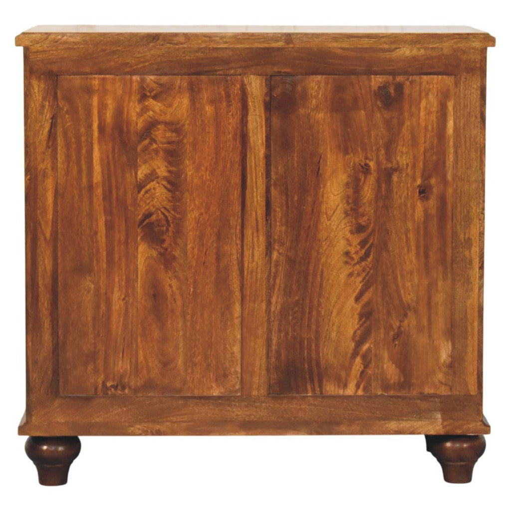 Solid Wood Lume 3 Drawer Chest with Handcrafted Detailing - Chestnut