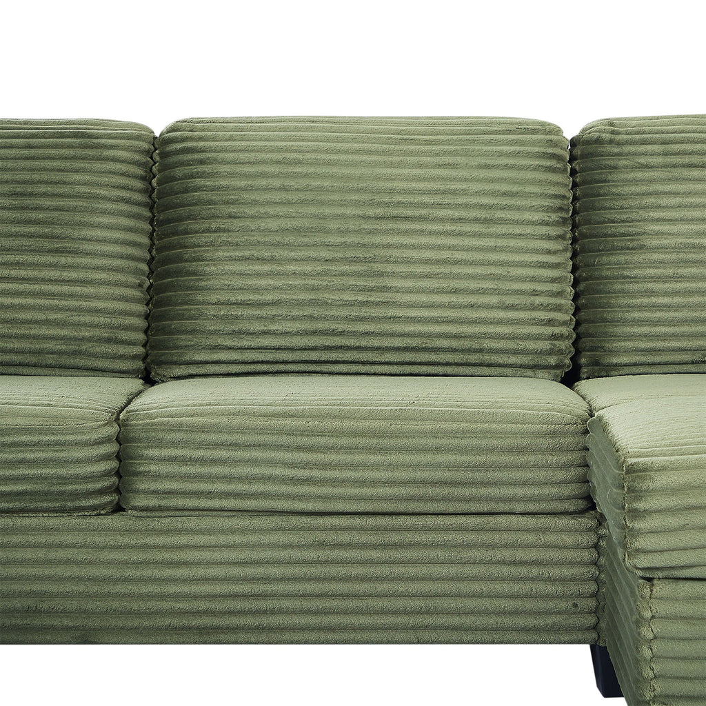 Upholstered U-Shaped Sectional Sofa with Movable Ottoman and Storage Pockets - Multiple Colors