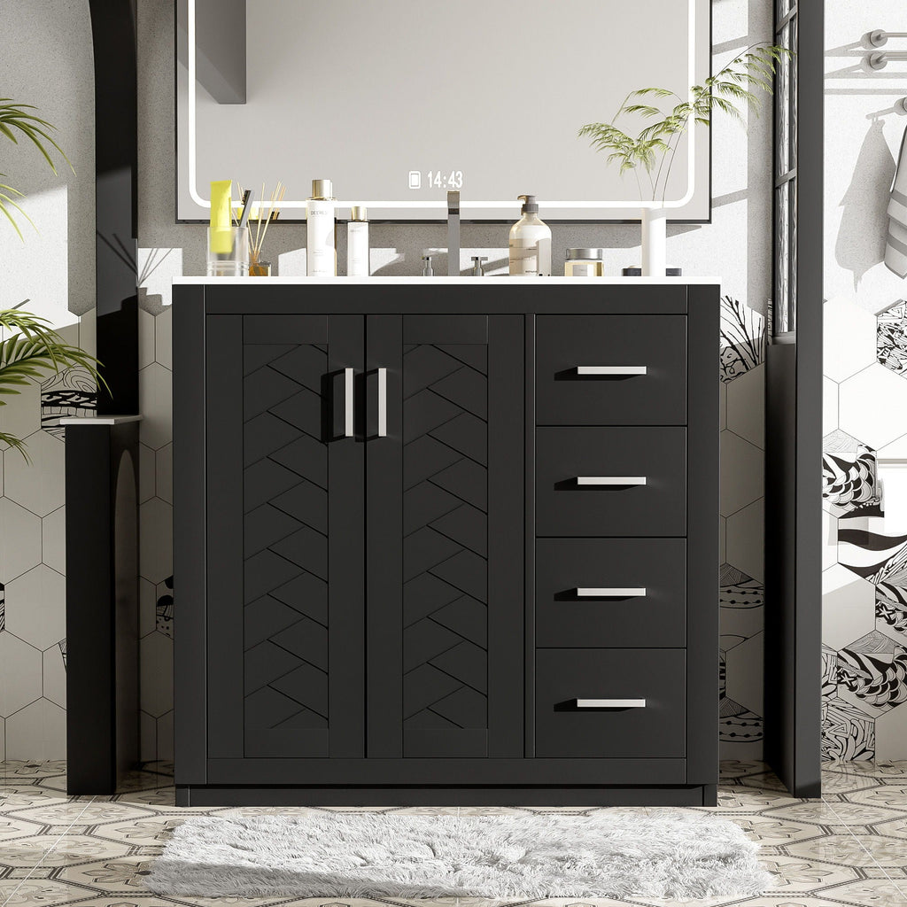 Retro Style Bathroom Vanity with Soft Closing Doors - Multiple Colors