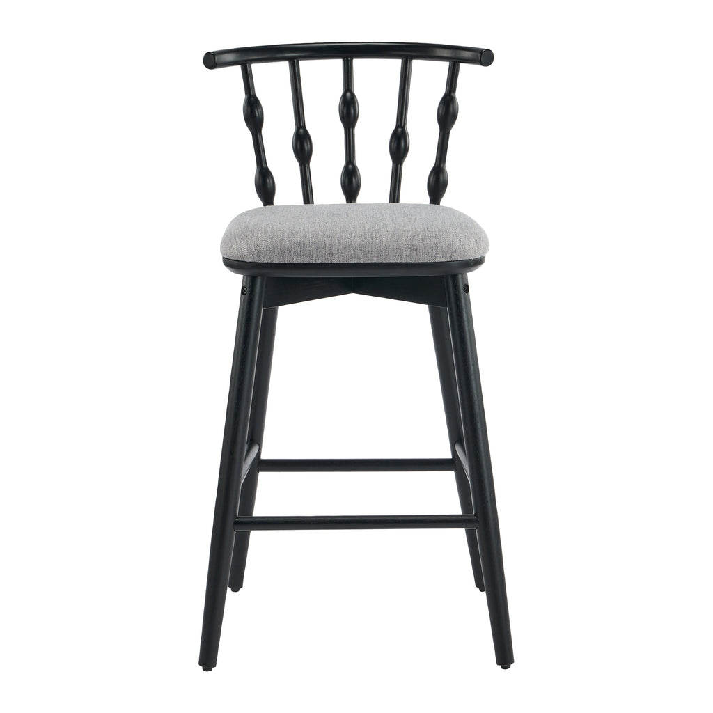 Doria Indoor Wooden Barstool with Hourglass Backrest - Grey