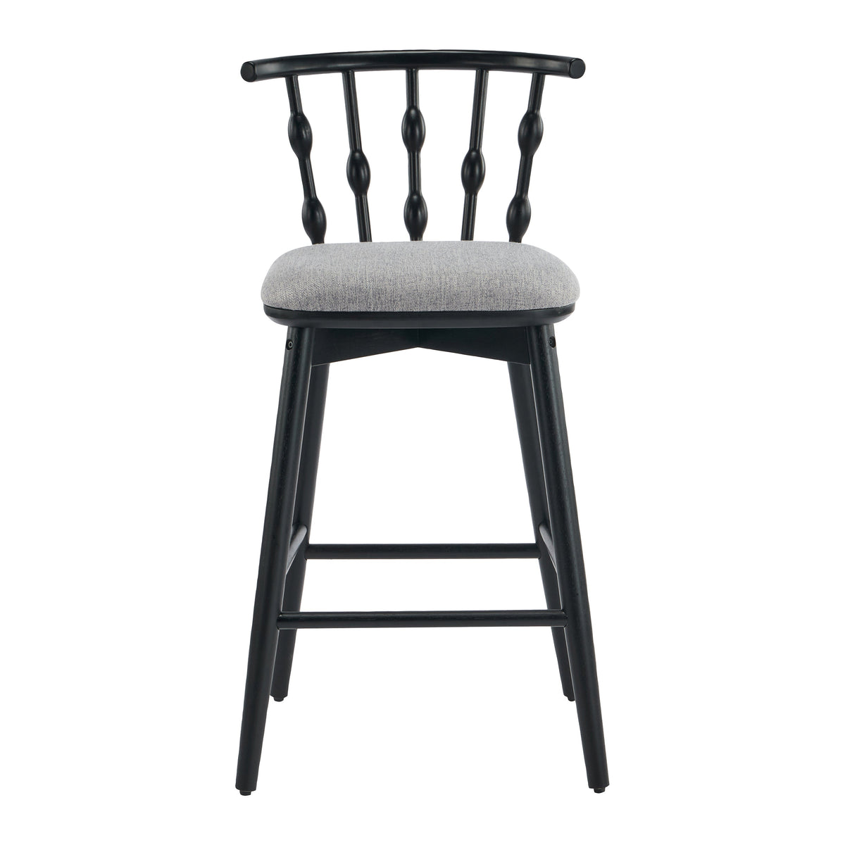 Doria Indoor Wooden Barstool with Hourglass Backrest - Grey
