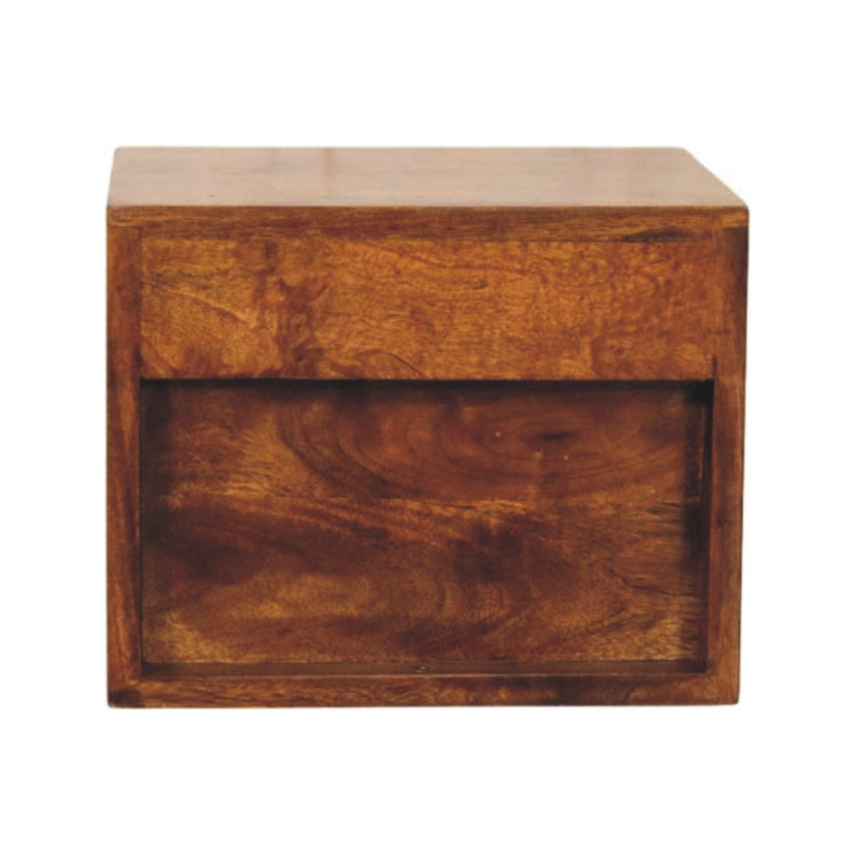 Solid Wood Wall-Mounted Nightstand with Storage Drawers - Chestnut