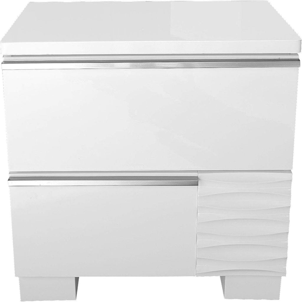 White 2 Drawer Nightstand with Lacquer Finish
