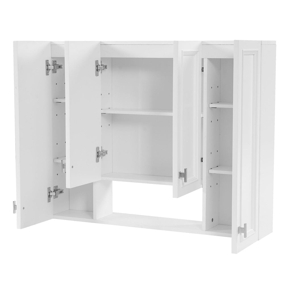 Wall Mounted Bathroom Cabinet With 5 Adjustable Shelves and Soft-Closing Hinges - Gray or Black