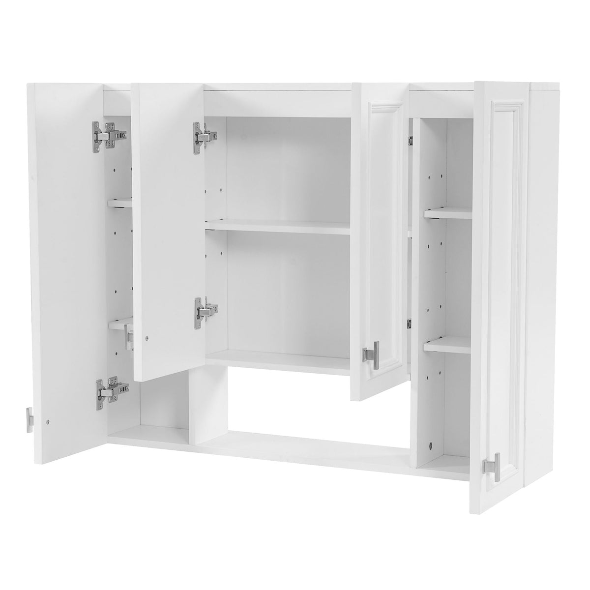 Wall Mounted Bathroom Cabinet With 5 Adjustable Shelves and Soft-Closing Hinges - Gray or Black