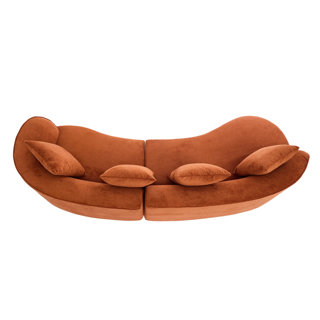 126" Curved Sectional Sofa with Full Foam - Dark Orange