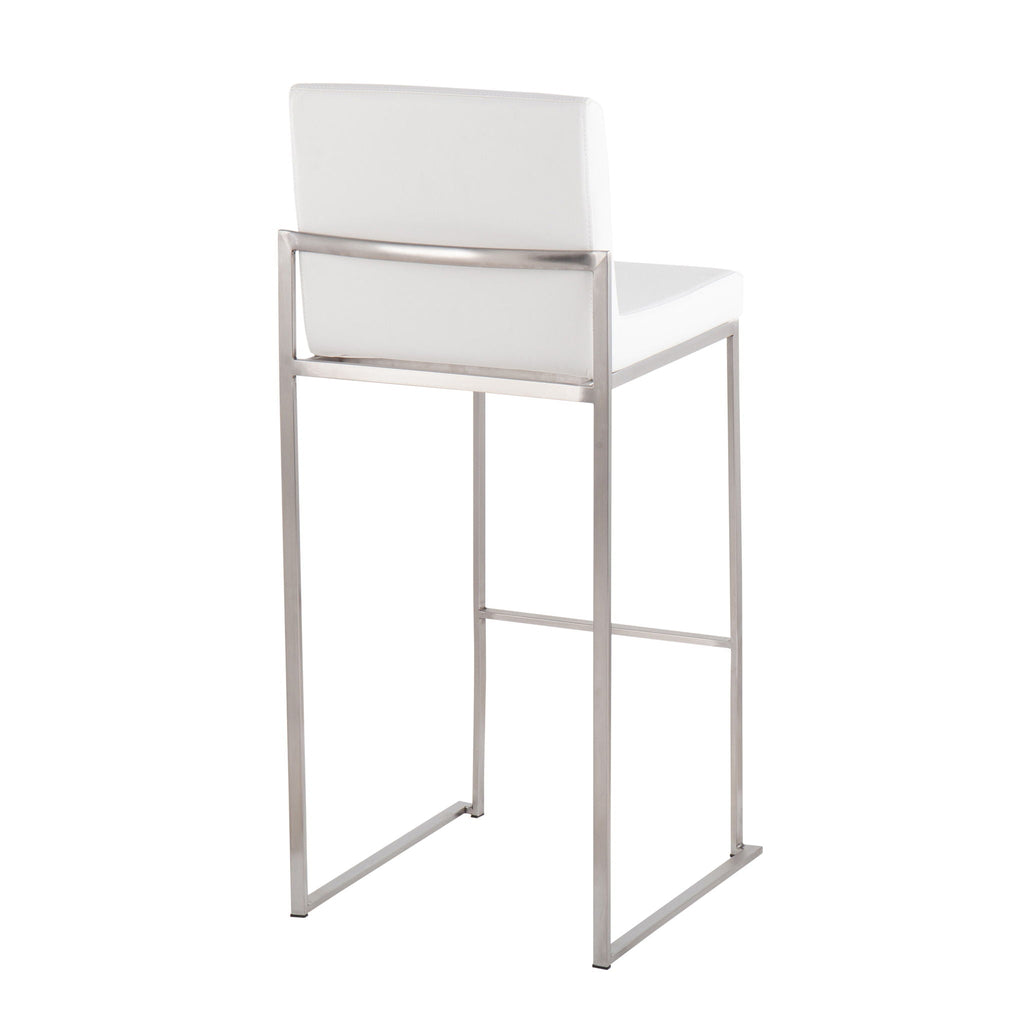 Contemporary High Back Barstool Set with Upholstered Seat – Multiple Colors
