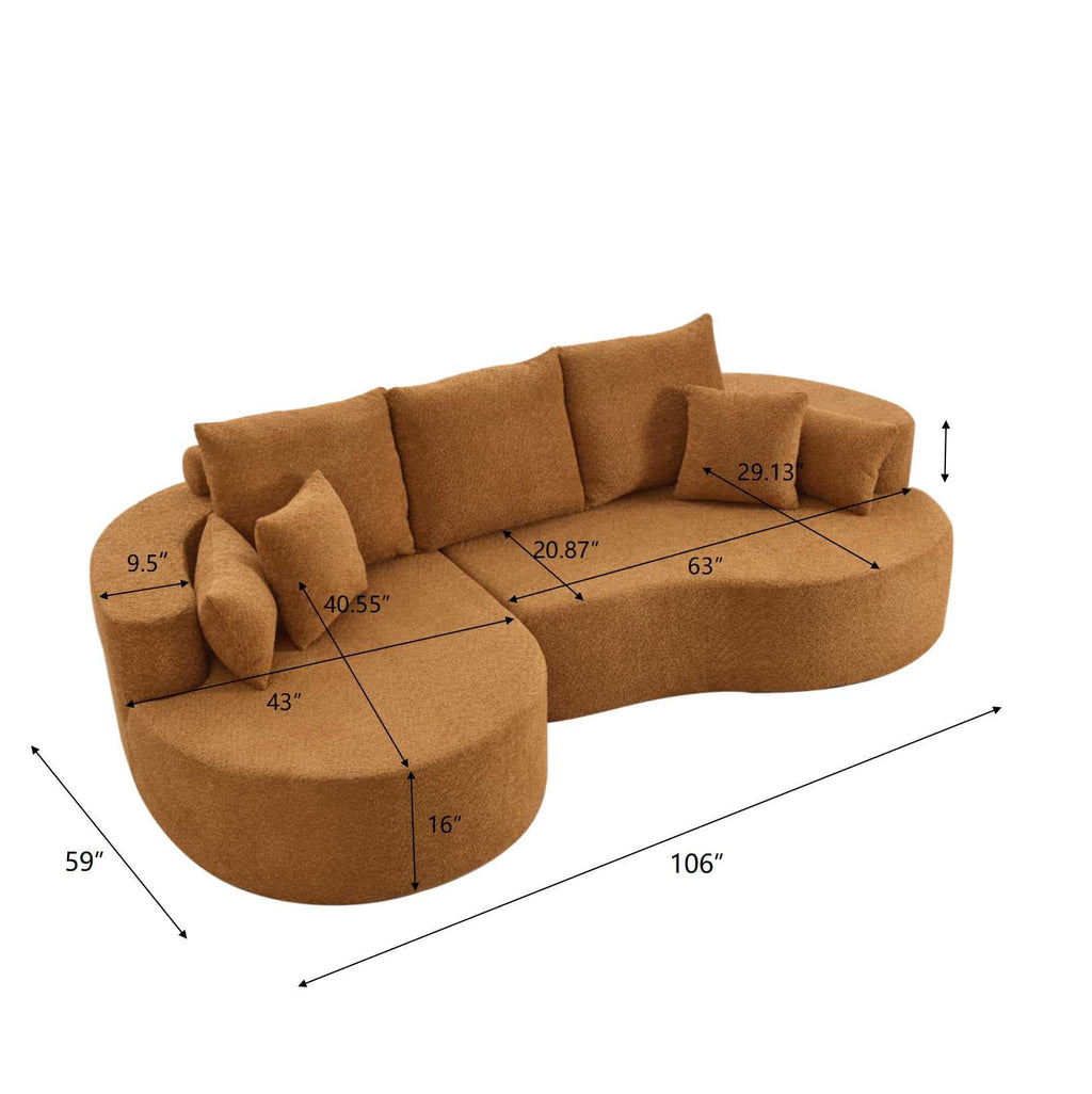 106 in. 2-Piece Fabric Cloud Curved Sectional Boucle Sofa with Chaise Lounge - Nomad