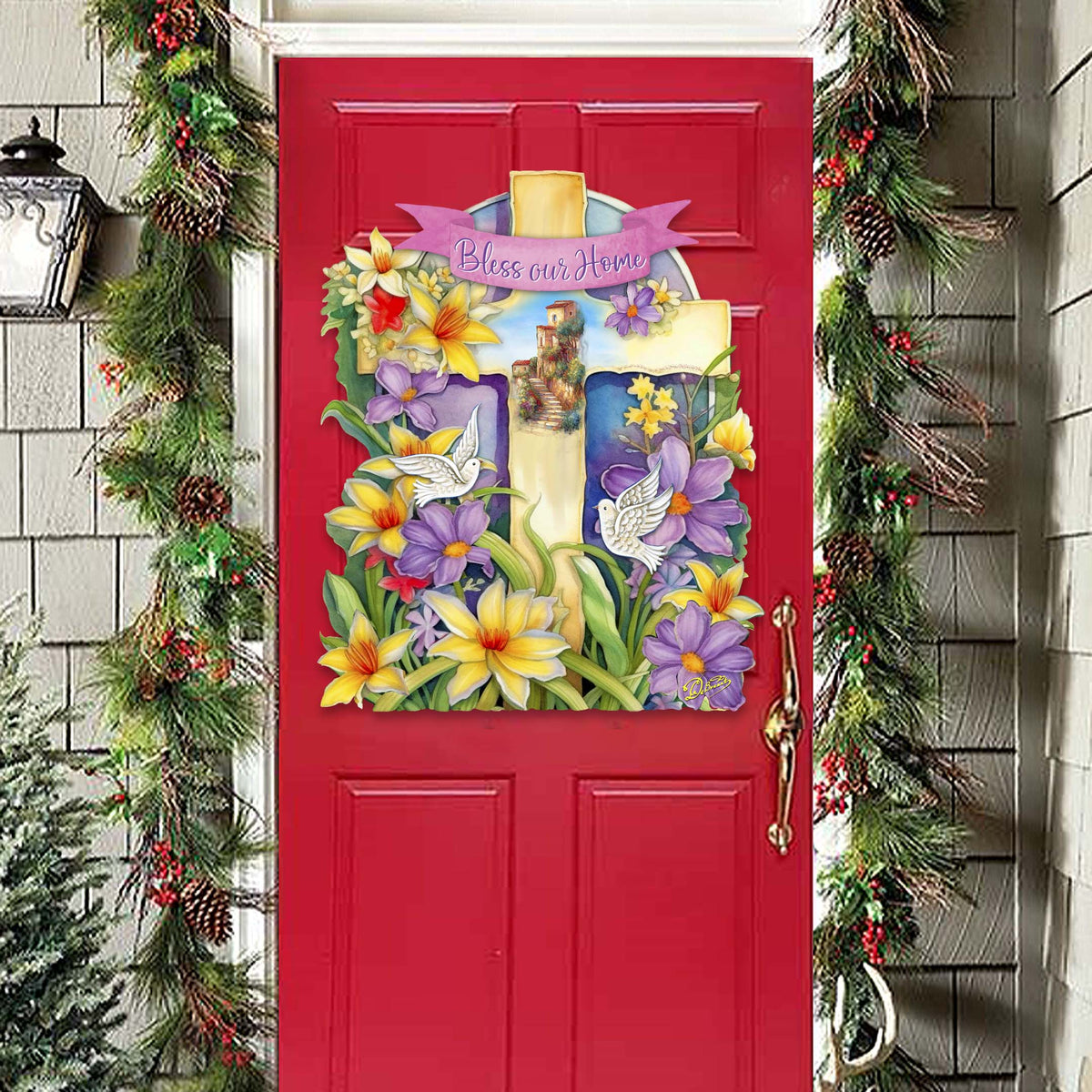 Bless Our Home Cross Holiday Door Décor by G. Debrekht - Easter Spring Décor - 8688161H
