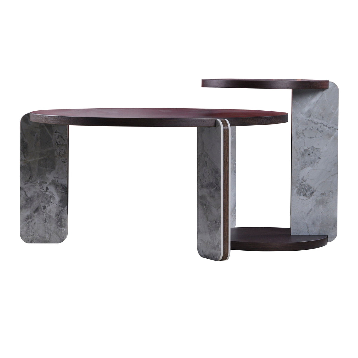 Coffee Table Set with Faux Marble Top - Dark Brown