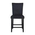 Black Bar Stool Set with Velvet Upholstery - Mikha (Set of 2)