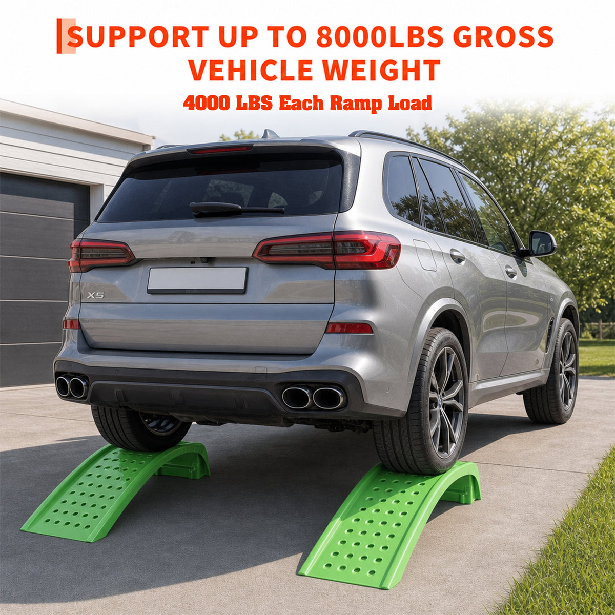 Heavy Duty Solid Steel Car Ramps with 8000 LBS Capacity