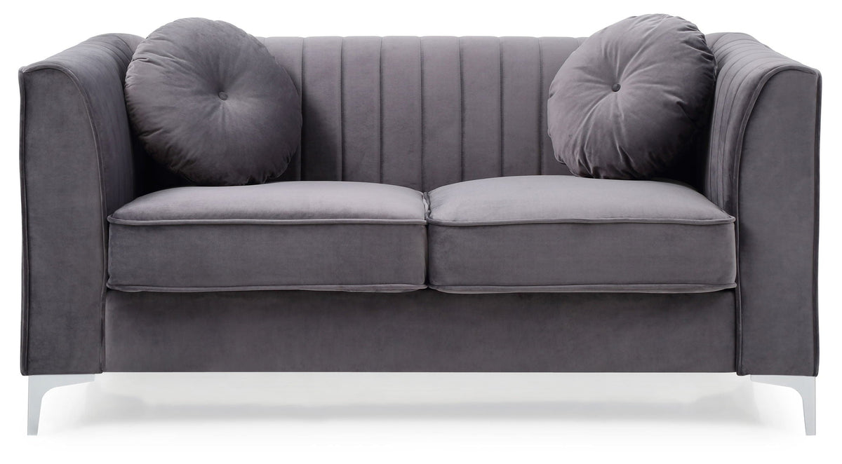 Glam Styled Micro Suede Loveseat with Channel Quilting - Multiple Colors