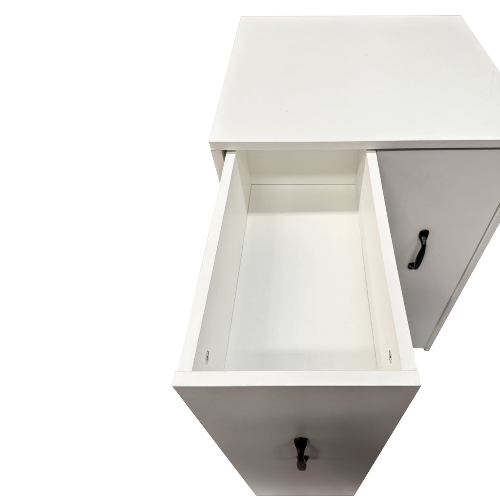 3 Tier Wooden Bookcase with Slide Out Drawer Storage - White
