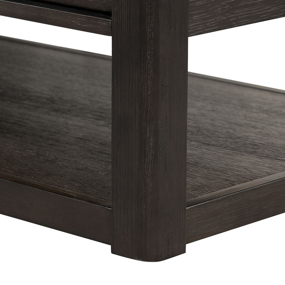 Elegant Dark Brown End Table with Storage Drawer and Shelf