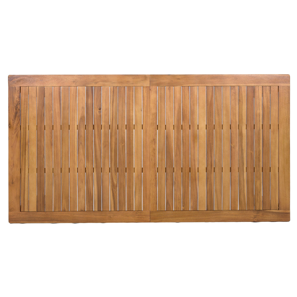 Acacia Wood Patio Dining Table with Slatted Top - 67" Rectangular