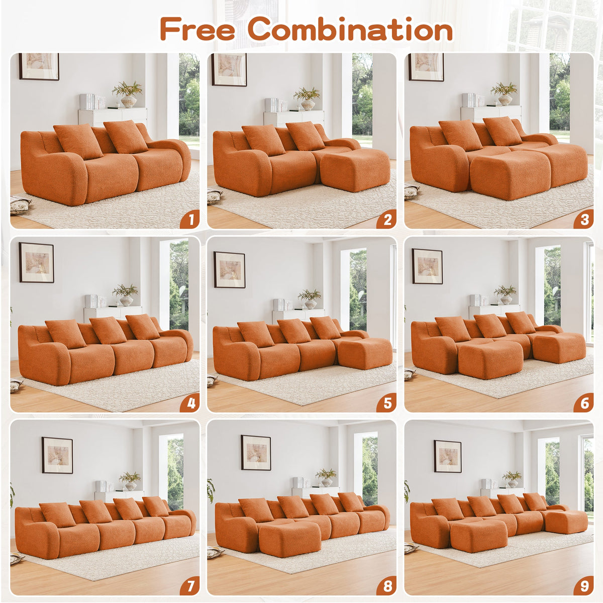 Soft Teddy Fabric Boneless Sofa with Plush Support - Neutral