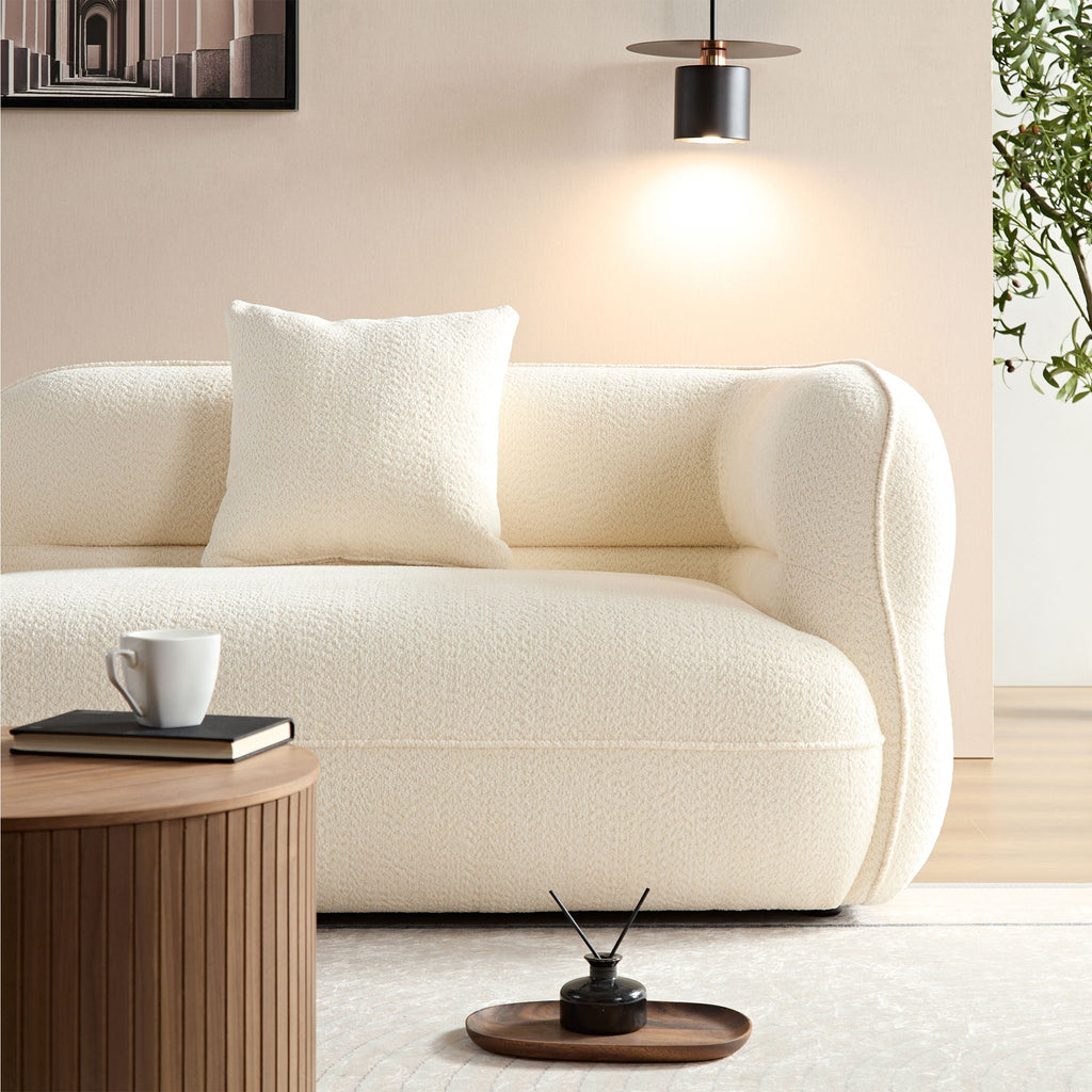 Sectional Sofa with Durable Fabric and Solid Wood Frame - Dark Brown or White