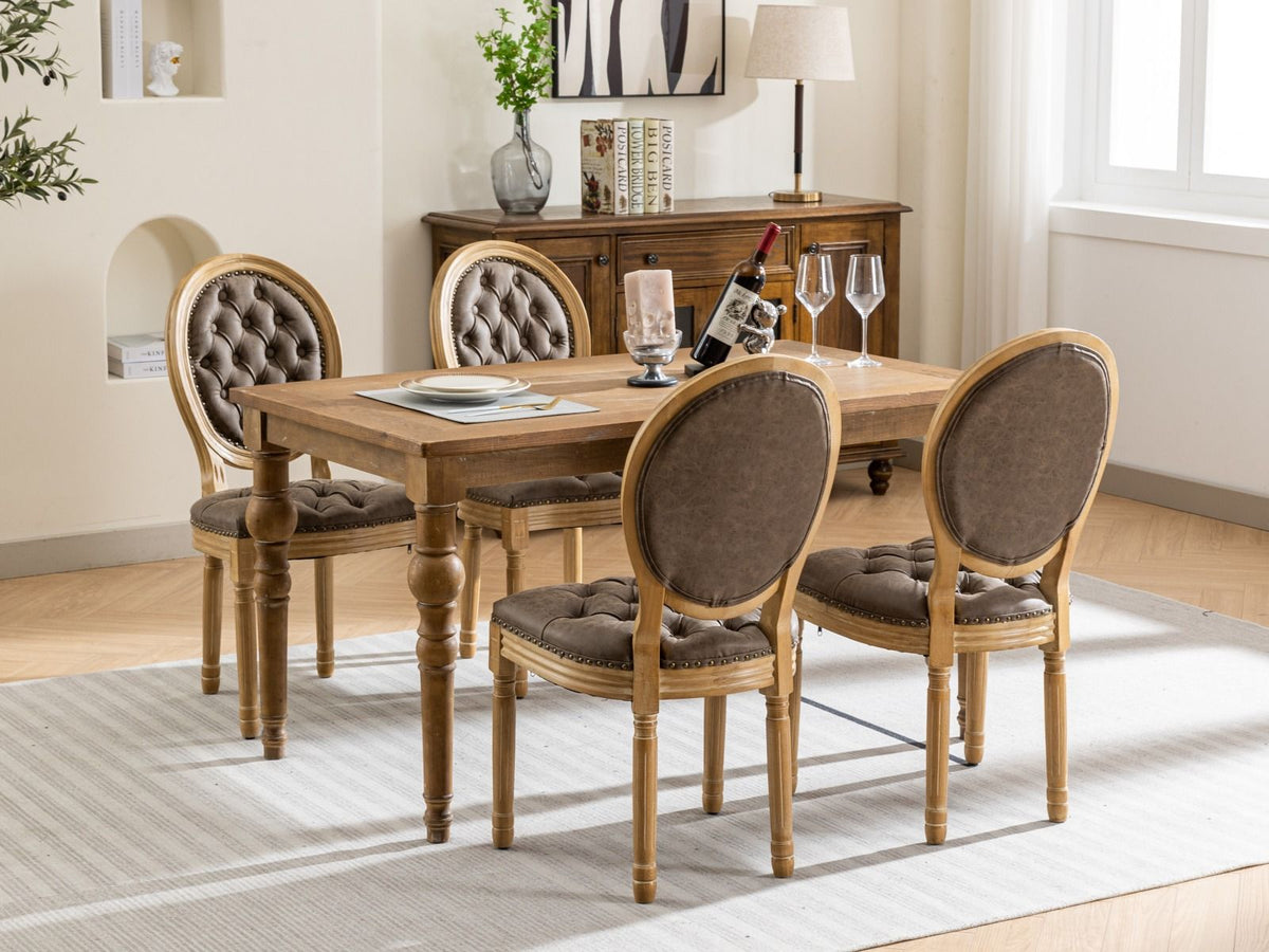 French Style Solid Wood Dining Chair with Nailhead Trim - Multiple Colors