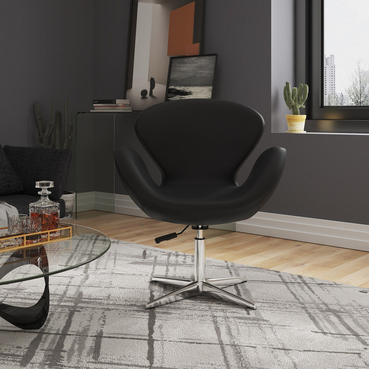 Raspberry Swivel Lounge Chair with 360-Degree Rotation - Multiple Colors