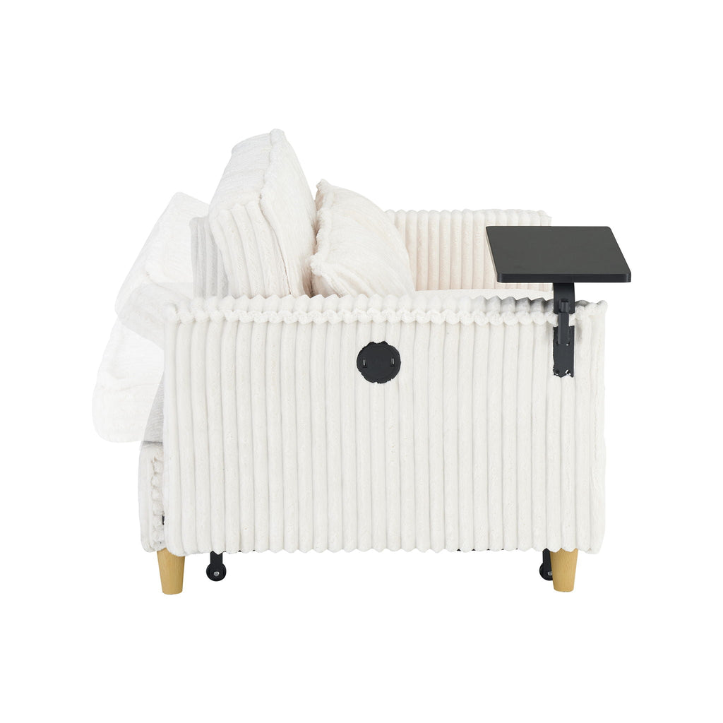 Pull Out Sofa With Movable Tabletop and USB Ports - Multiple Colors