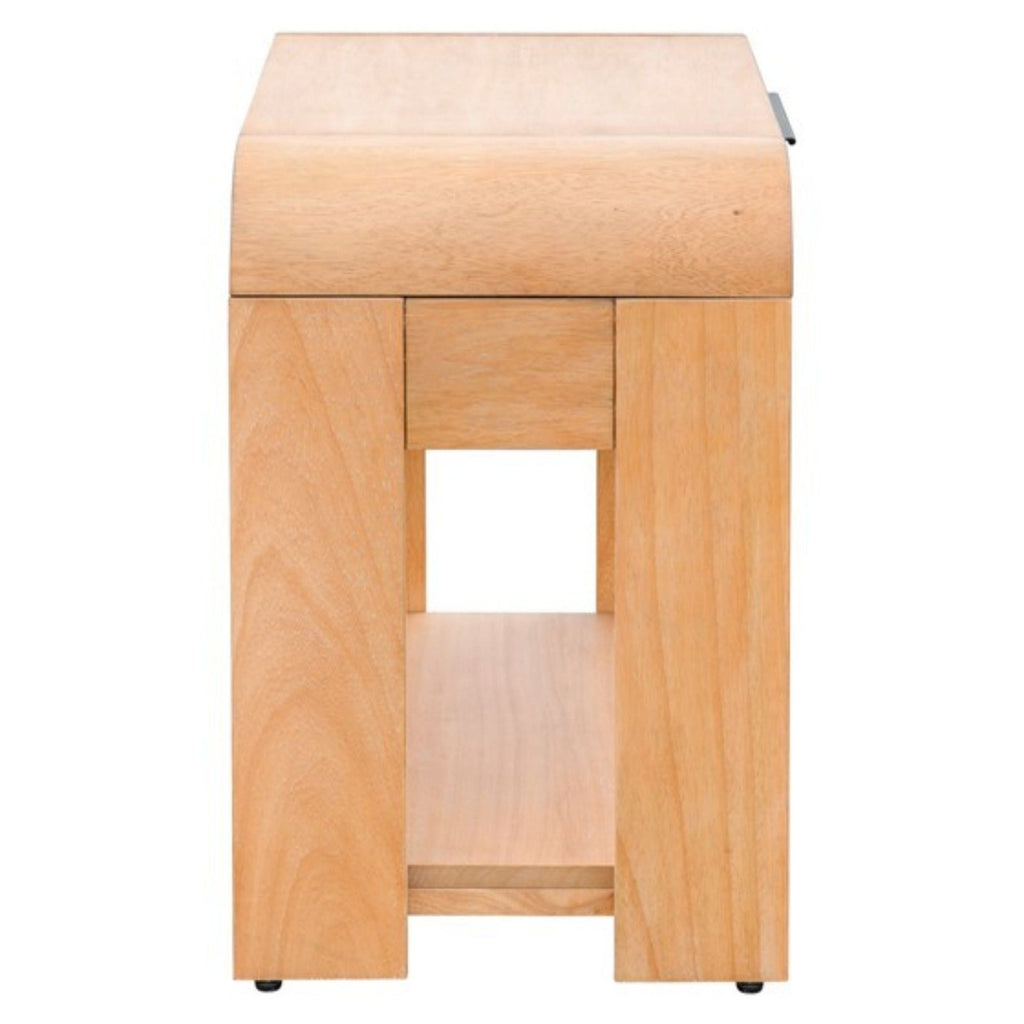 1 Drawer Waterfall Nightstand with Mid Century Design - Natural