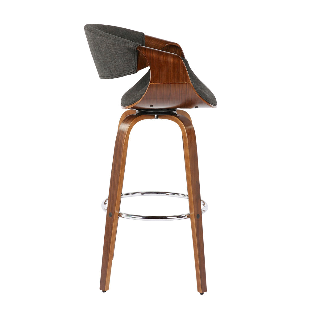 Mid-Century Modern Swivel Barstool Set with Walnut Frame - Multiple Colors