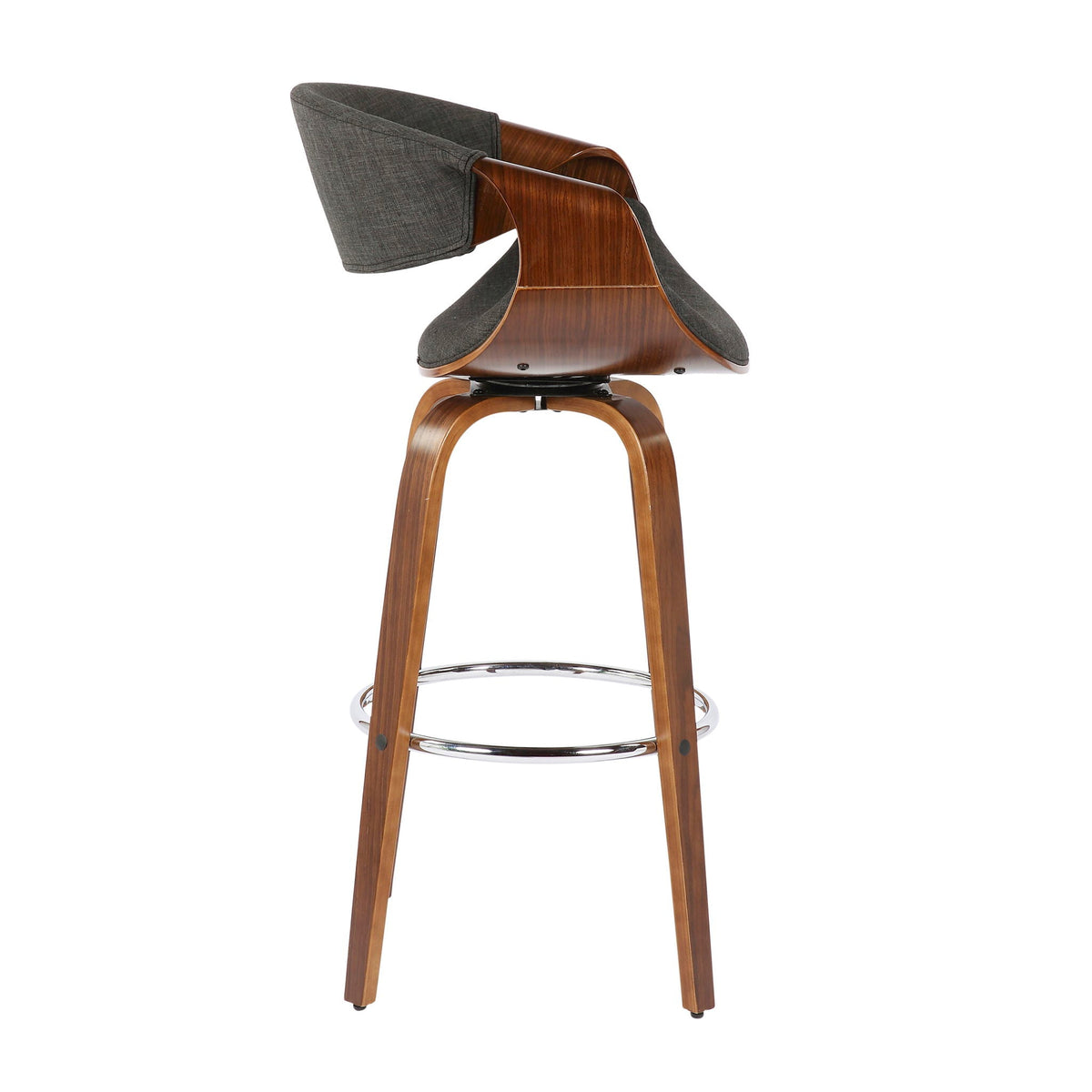 Mid-Century Modern Swivel Barstool Set with Walnut Frame - Multiple Colors