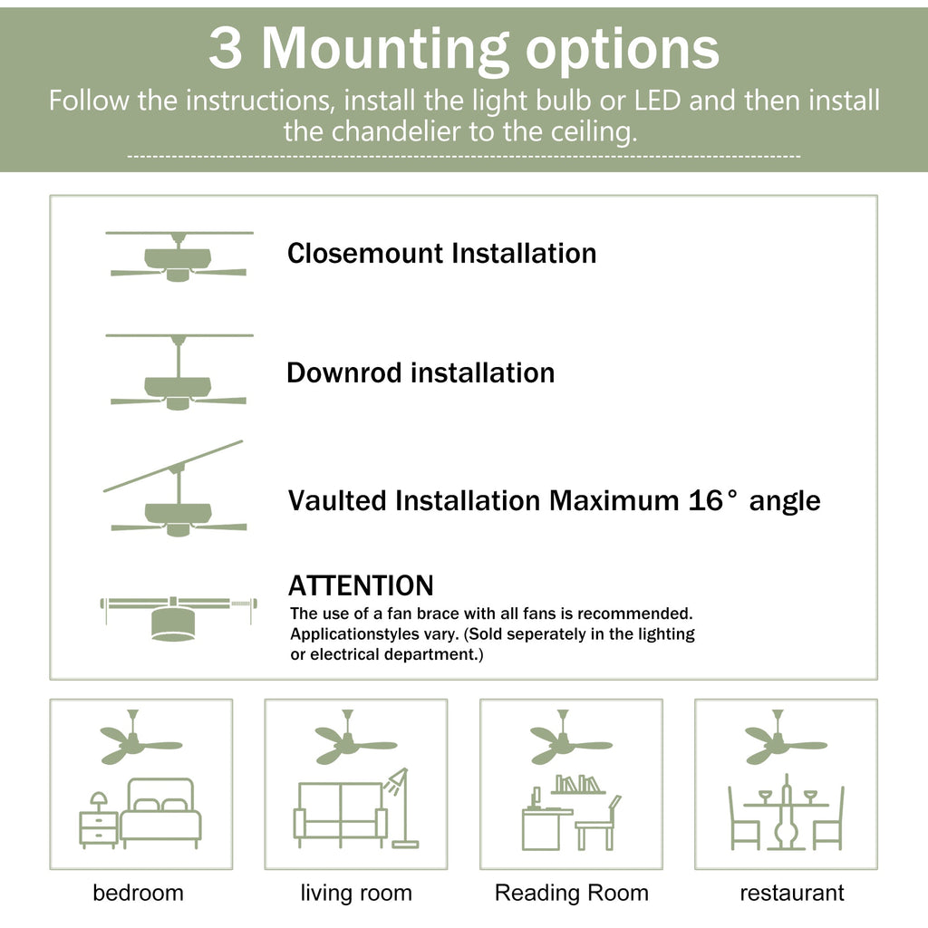 52" Ceiling Fan with Solid Wood Blades and Remote - Matte Black
