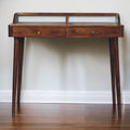 Elevated Chestnut Console Table with 2 Drawers and Nordic Legs - Chestnut