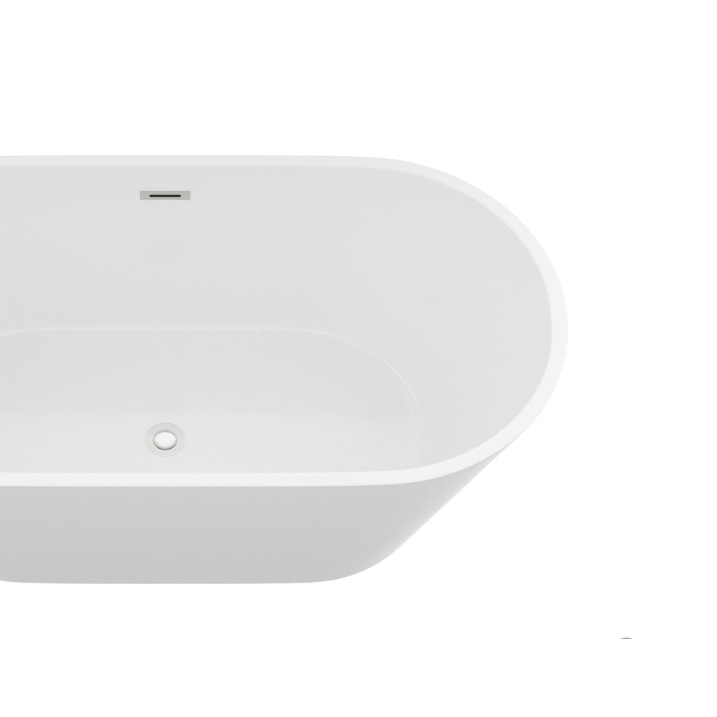 Gloss Freestanding Soaking Bathtub with Overflow and Drain - White