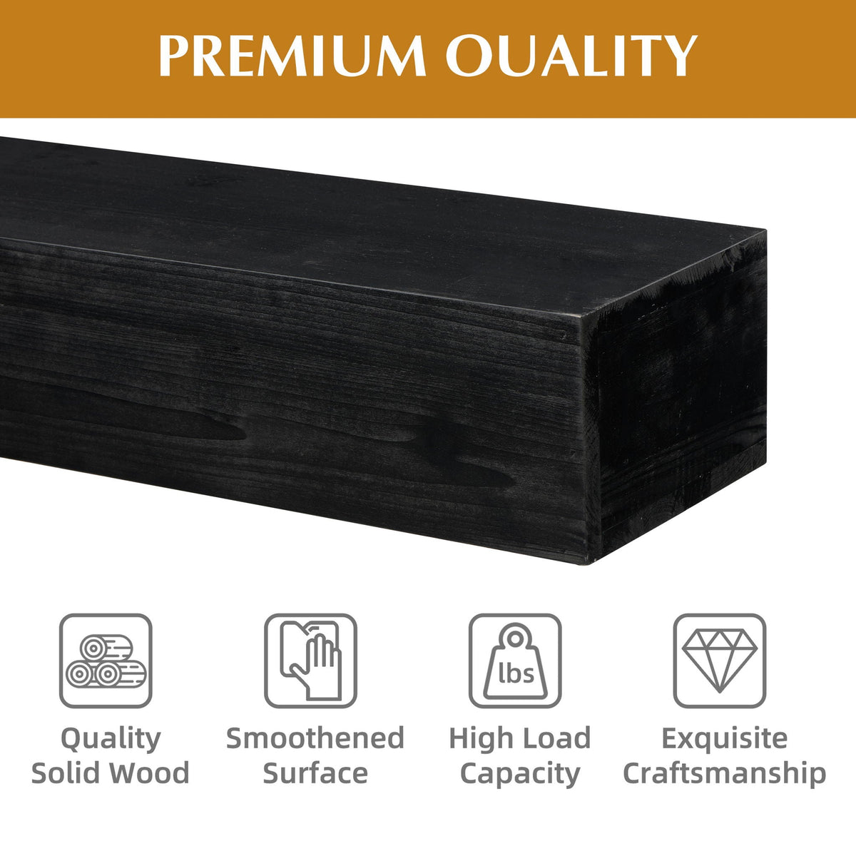 Floating Fireplace Mantel Shelf with Invisible Wall Mount - Multiple Colors