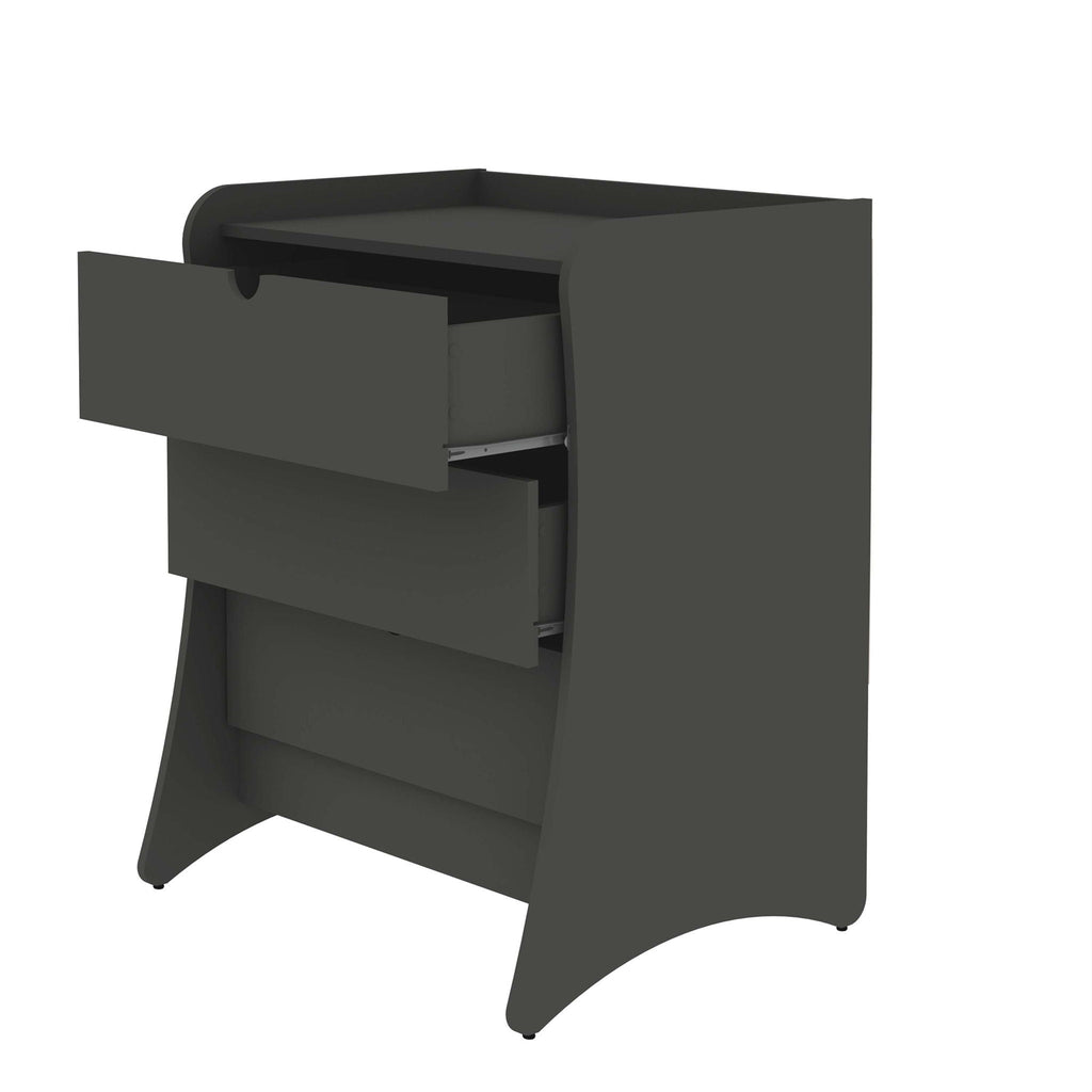 Nightstand with 3 Drawers and Quiet Glide - White or Dark Gray
