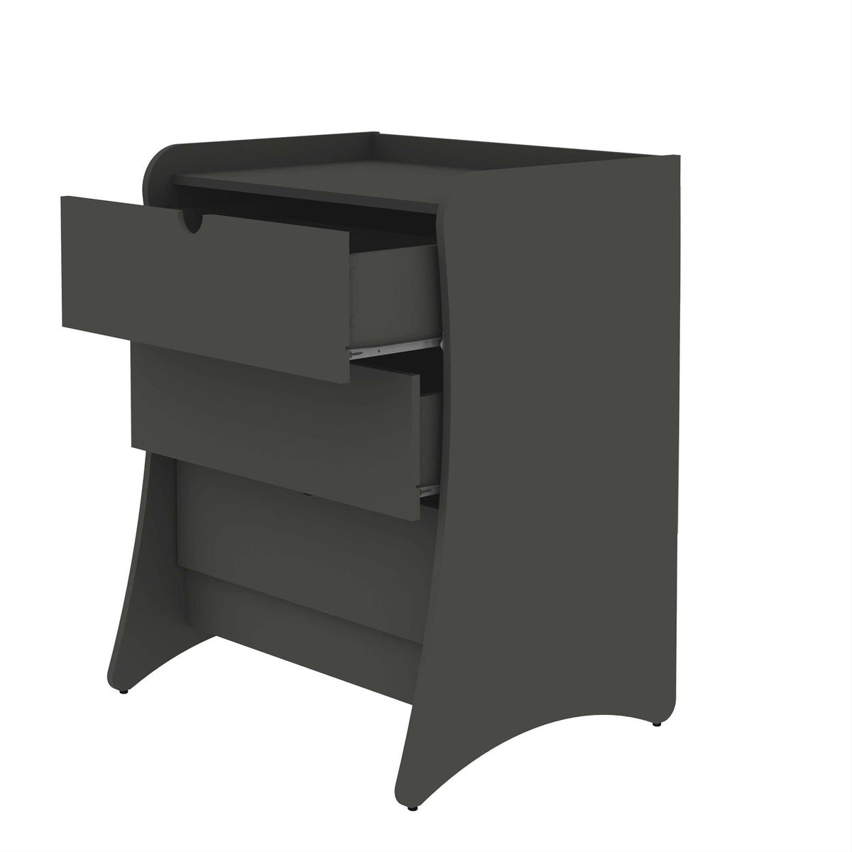 Nightstand with 3 Drawers and Quiet Glide - White or Dark Gray