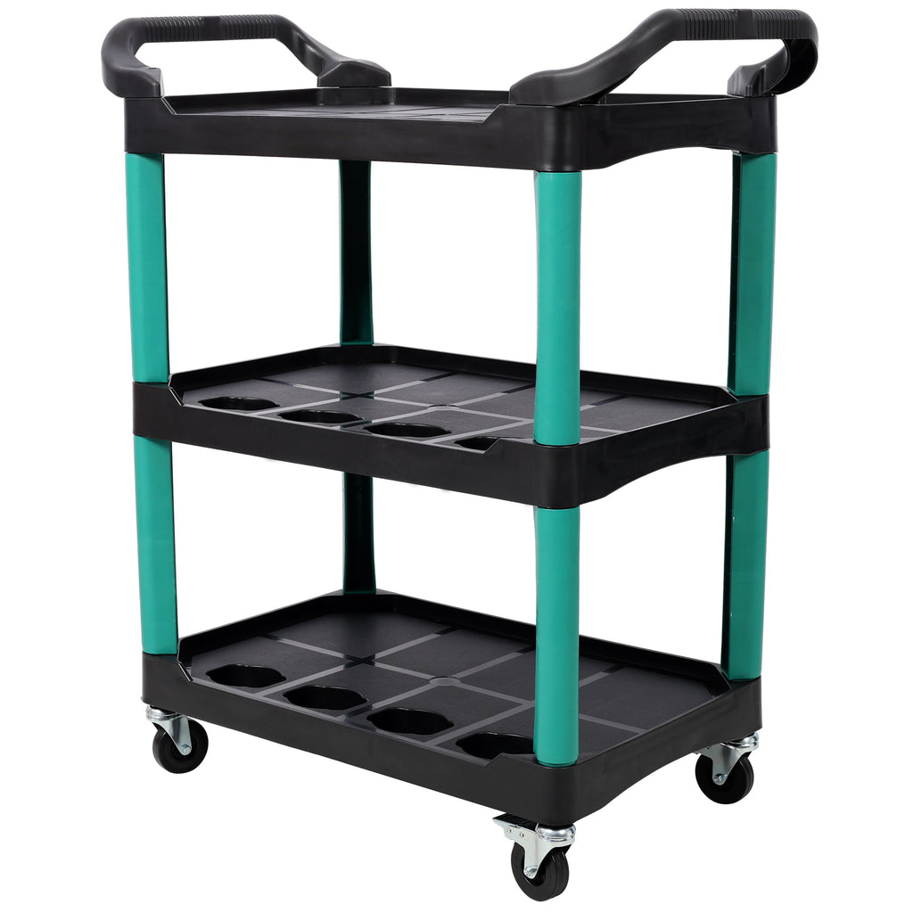 3 Tier Rolling Auto Detail Cart with Wheels - Durable Plastic Organizer