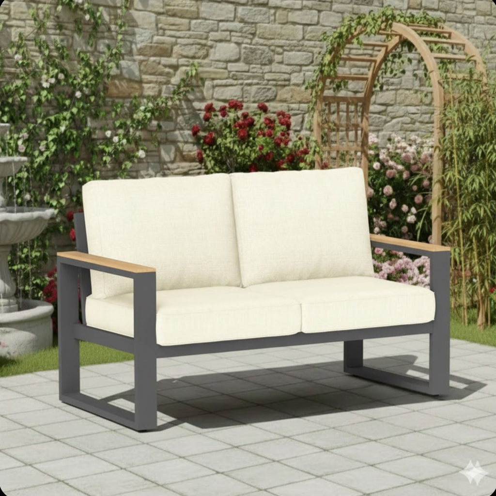All-Weather Loveseat Sofa with Thick Cushions - Dark Gray or Beige