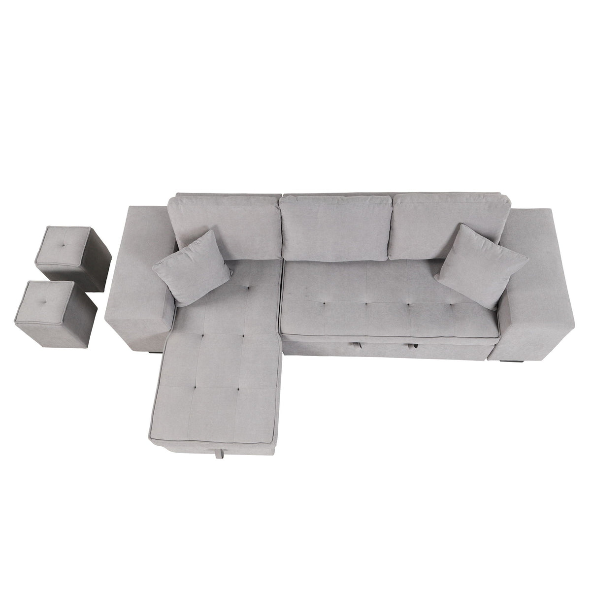 Reversible L-Shape Sleeper Sectional Sofa with Storage Chaise and 2 Stools - Multiple Colors
