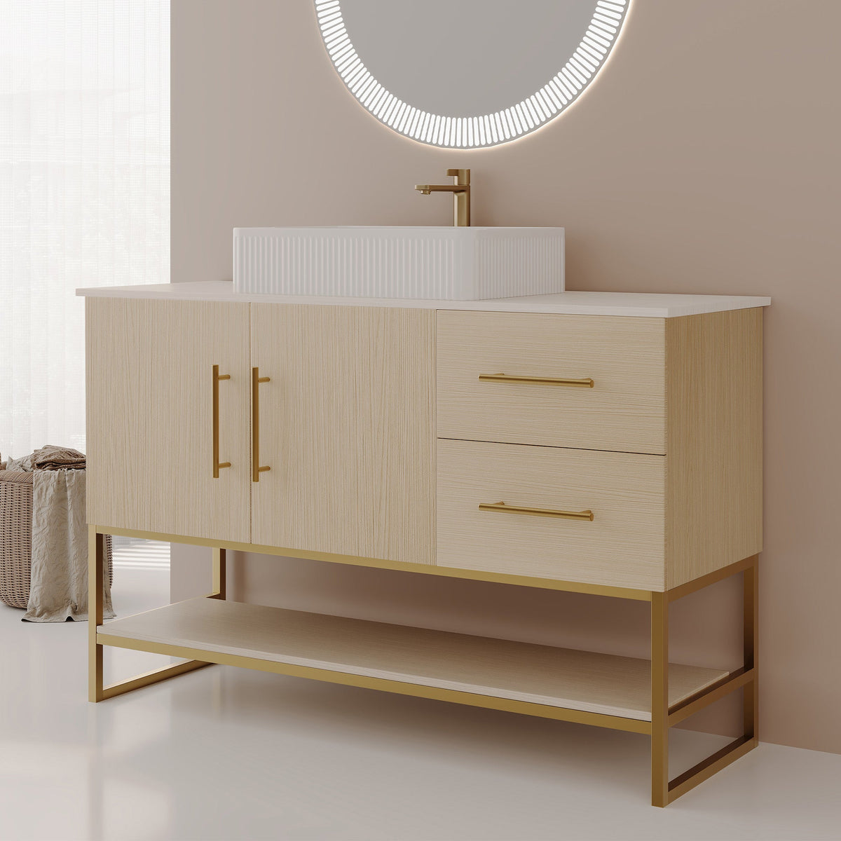 Modern Bathroom Vanity with Ceramic Vessel Sink