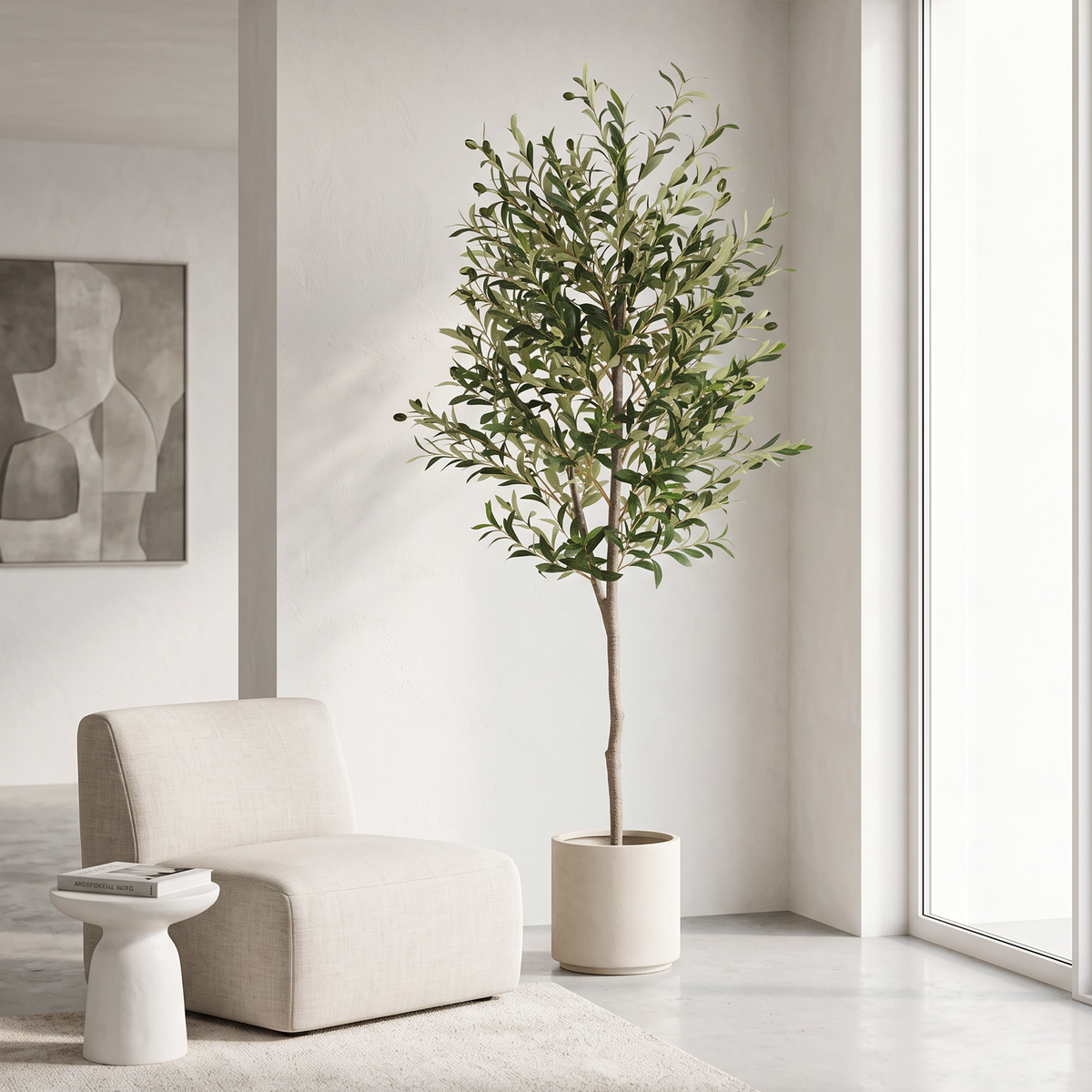 6FT Artificial Olive Tree with Realistic Detail - Green