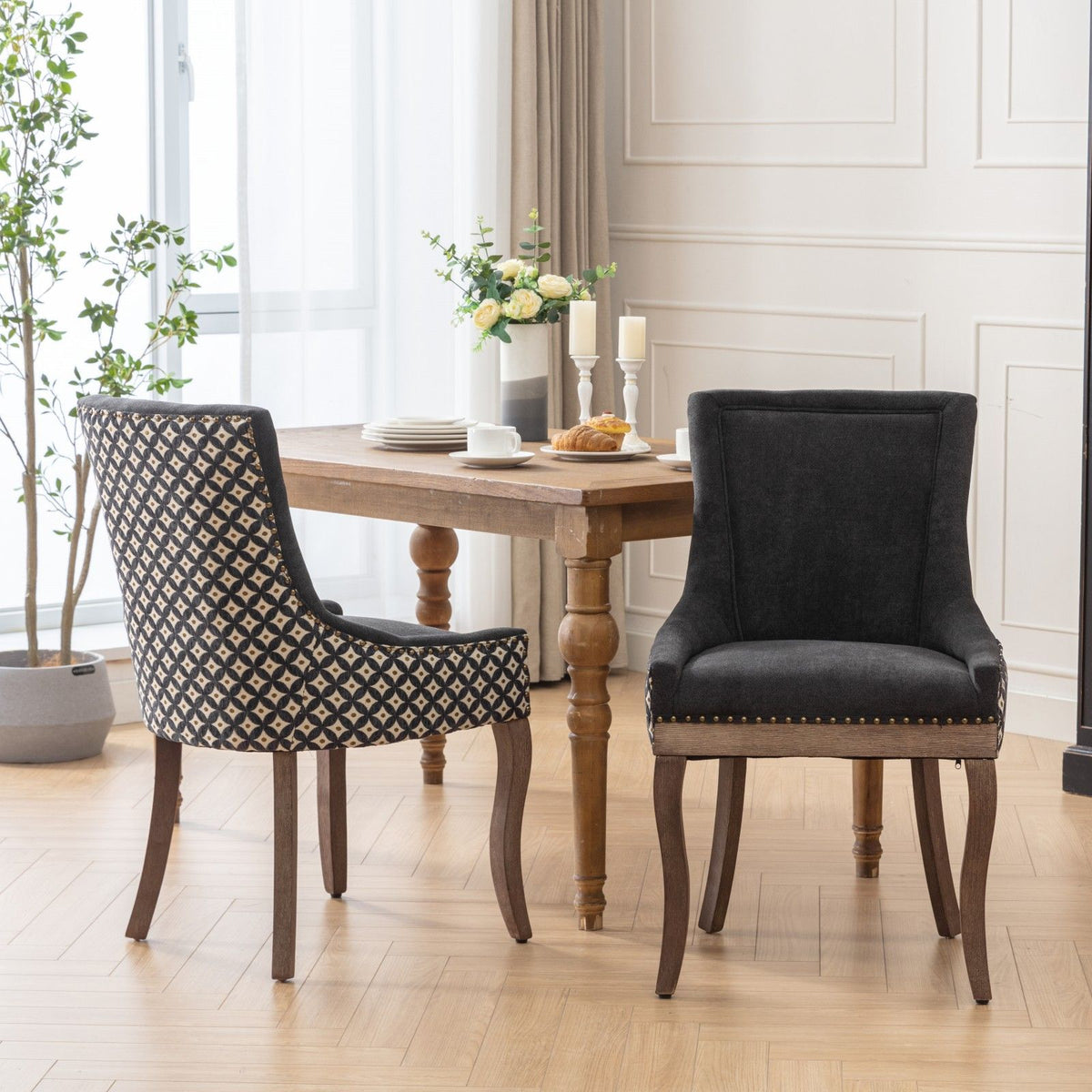 Ultra Side Dining Chair Set with Solid Wood Legs - Multiple Colors
